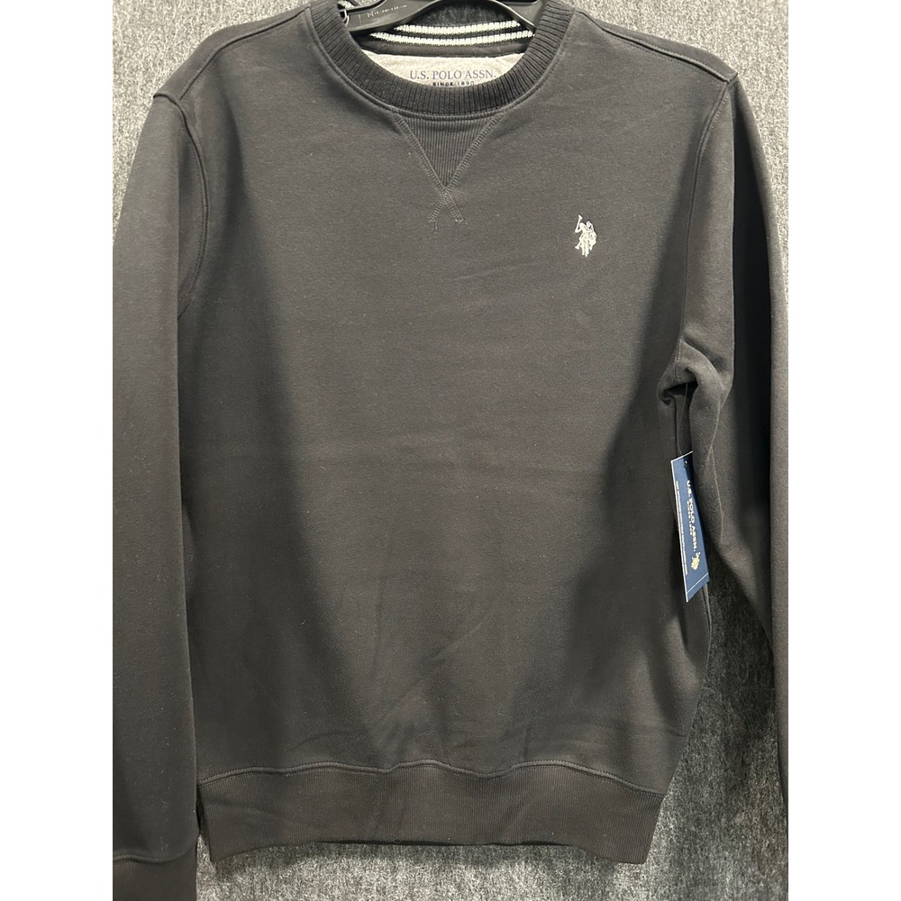 US Polo Assn Mens‎ Crewneck Sweatshirt Black Small Logo Fleece Pullover SMALL
